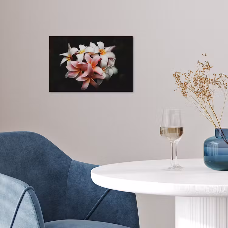 Bloemen - Roze - Zwart - Flora - Botanisch poster papier klein -sfeer3