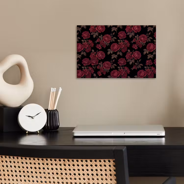 Bloemen - Roos - Patroon - Klassiek - Rood poster papier klein -sfeer1