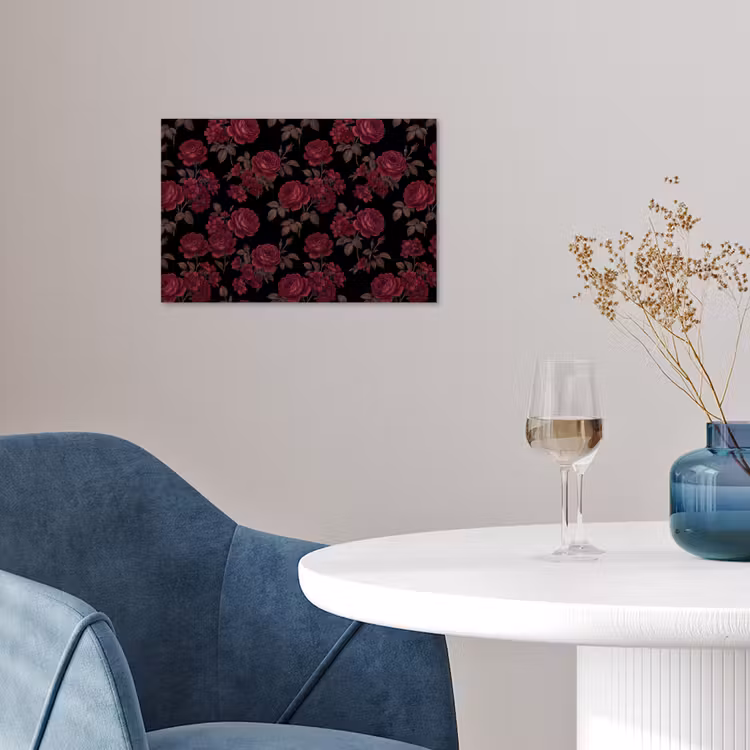 Bloemen - Roos - Patroon - Klassiek - Rood poster papier klein -sfeer3