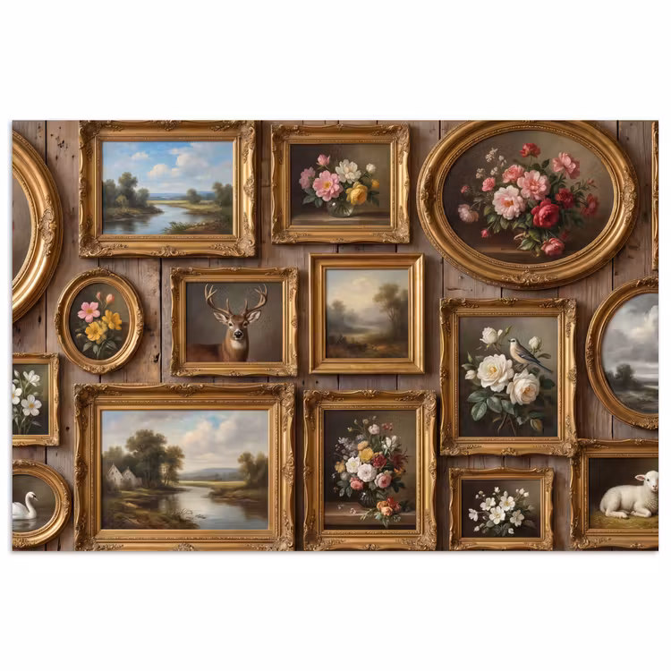 Bloemen - Rozen - Klassiek - Vaas - Kleurrijk poster papier klein -3d