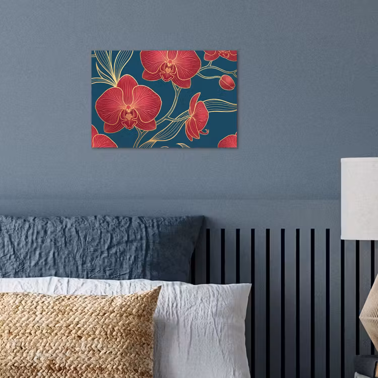 Poster - Blumen – Rot – Gold - Bloemen - Rood - Goud poster papier klein