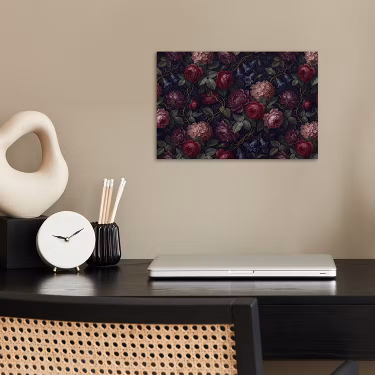 Bloemen - Rood - Klassiek - Donker - Patroon poster papier klein -sfeer1