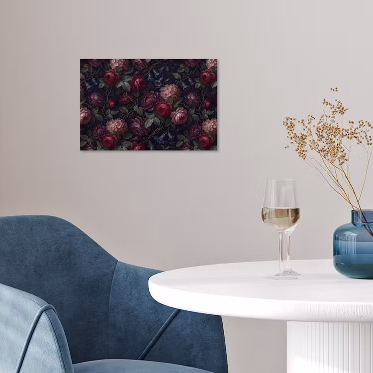 Bloemen - Rood - Klassiek - Donker - Patroon poster papier klein -sfeer3