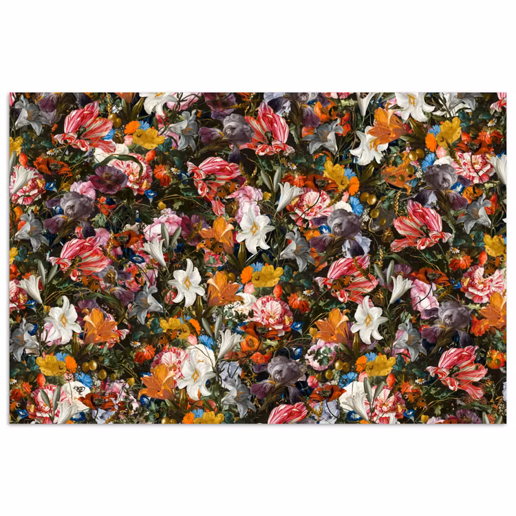 Bloemen - Vlinder - Design - Kunst - Abstract - Schilderij - Oude meesters poster papier klein -3d