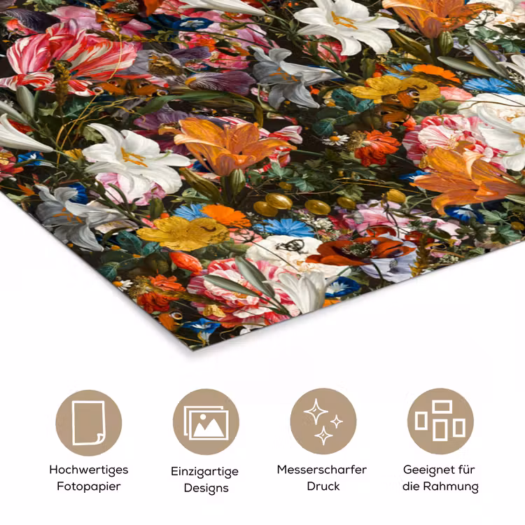 Bloemen - Vlinder - Design - Kunst - Abstract - Schilderij - Oude meesters poster papier klein -tcloseup_DE
