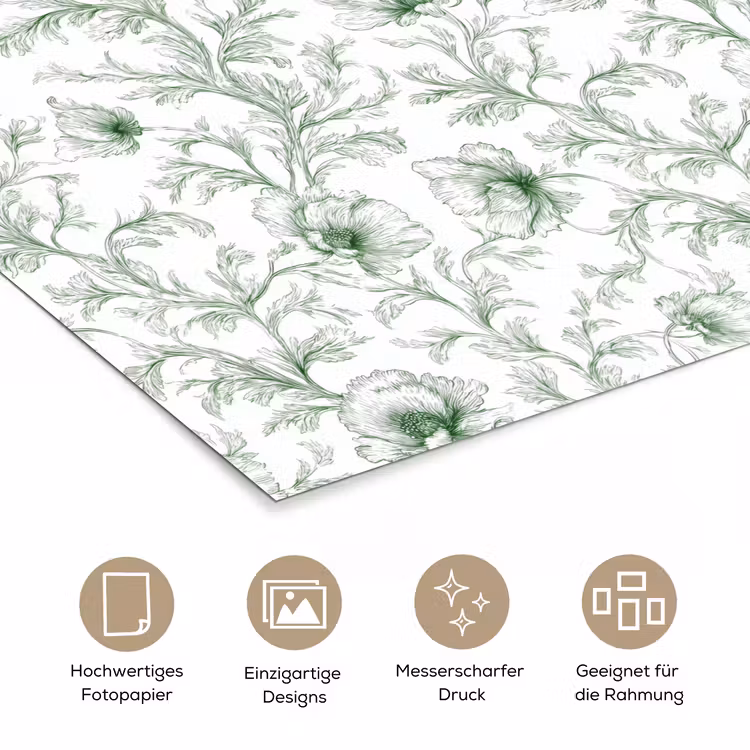 Bloemen - Getekend - Groen poster papier klein 62 -tcloseup_DE