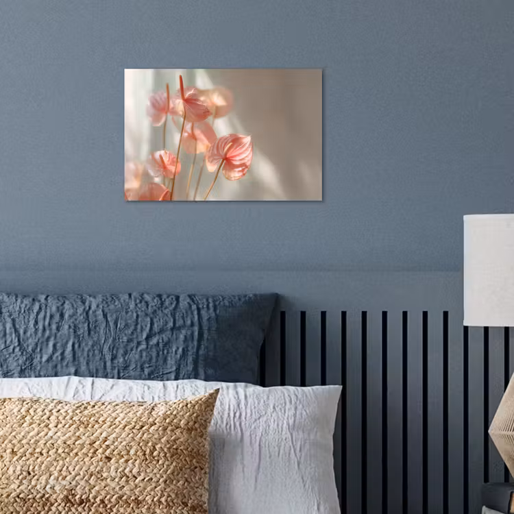 Bloemen - Stelen - Roze - Schaduw poster papier klein -sfeer2