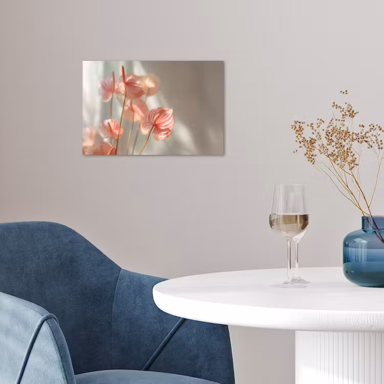 Bloemen - Stelen - Roze - Schaduw poster papier klein -sfeer3