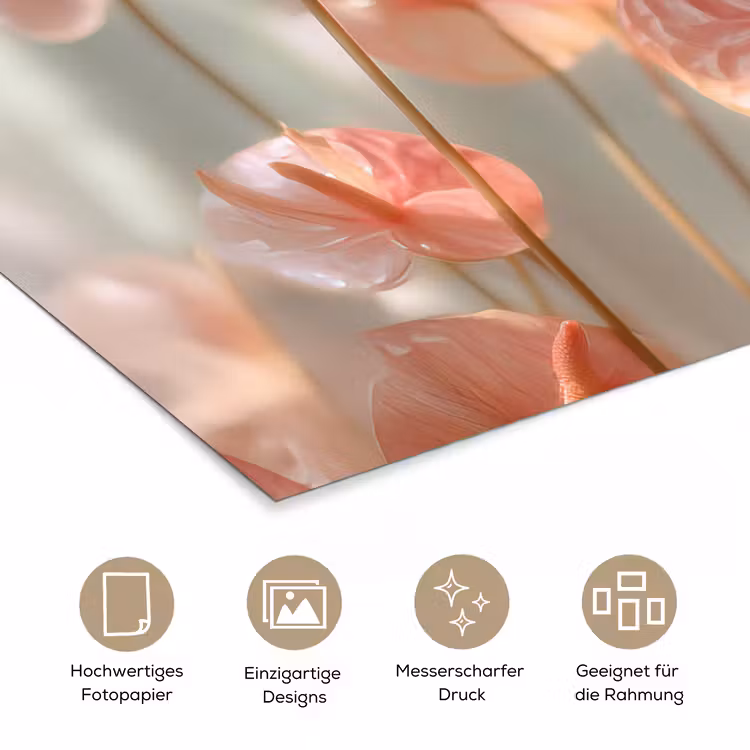 Bloemen - Stelen - Roze - Schaduw poster papier klein -tcloseup_DE