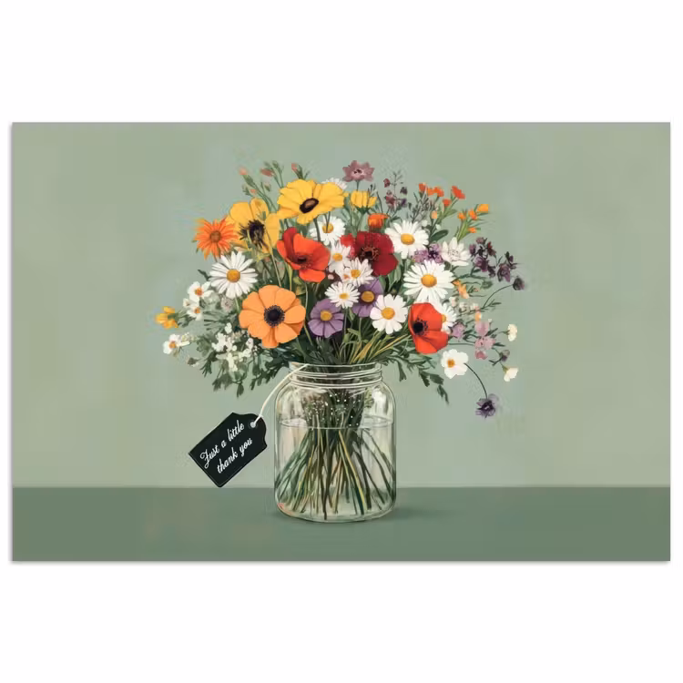 Bloemen - Vaas - Kaartje poster papier klein -3d