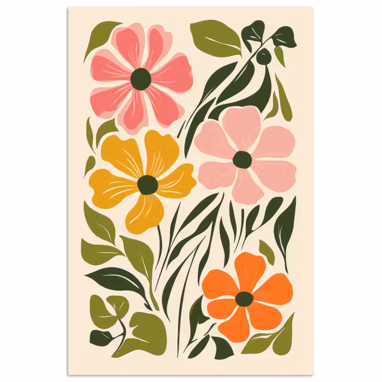 Bloemen - Speels - Kleurrijk poster papier klein -3d