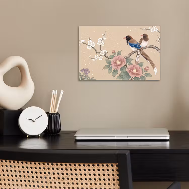 Bloemen - Vogels - Bloemen poster papier klein -sfeer1