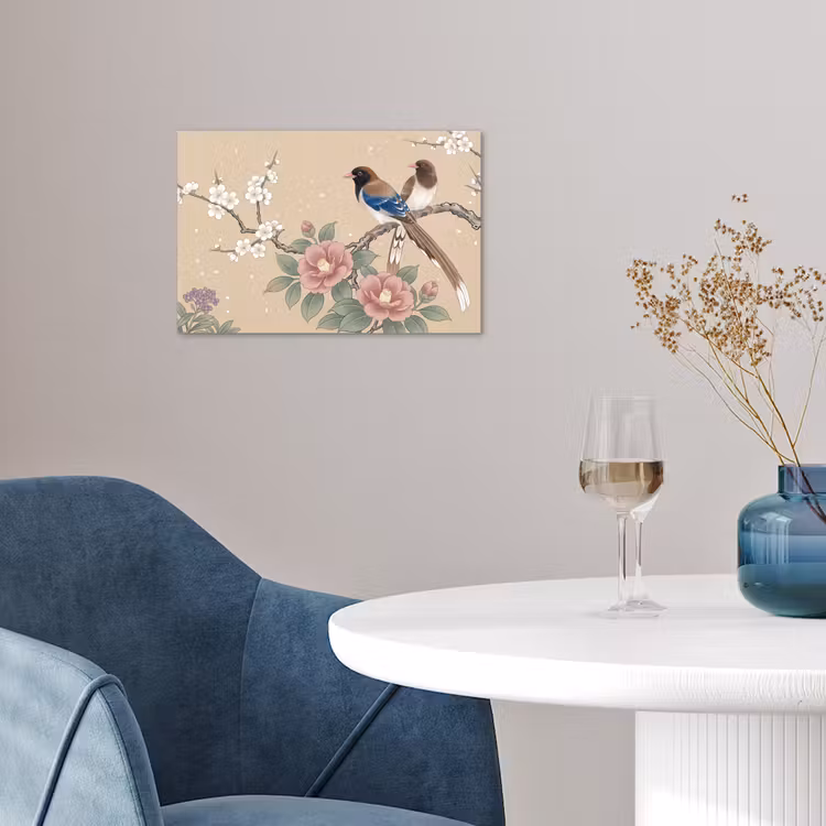 Bloemen - Vogels - Bloemen poster papier klein -sfeer3