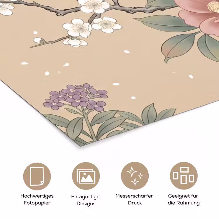 Bloemen - Vogels - Bloemen poster papier klein -tcloseup_DE