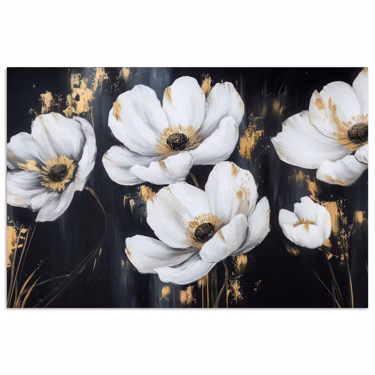 Bloemen - Wit - Abstract poster papier klein -3d