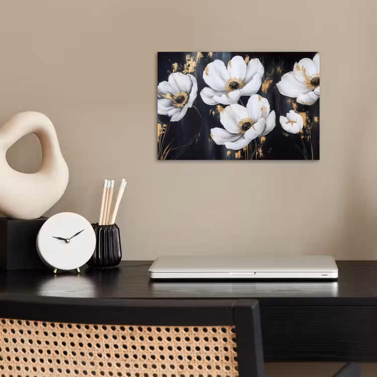 Bloemen - Wit - Abstract poster papier klein -sfeer1