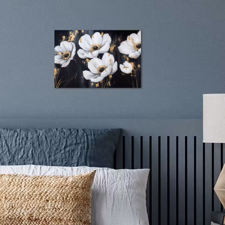Bloemen - Wit - Abstract poster papier klein -sfeer2