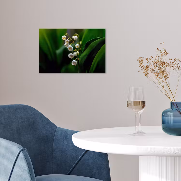 Bloemen - Wit - Bladeren - Lelietjes poster papier klein -sfeer3