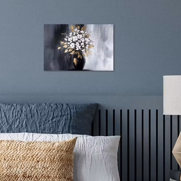 Bloemen - Wit - Vaas - Abstract poster papier klein -sfeer2