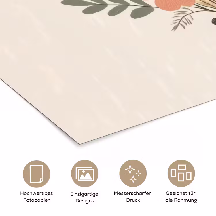 Bloemen - Quote - Beige - Lint poster papier klein -tcloseup_DE