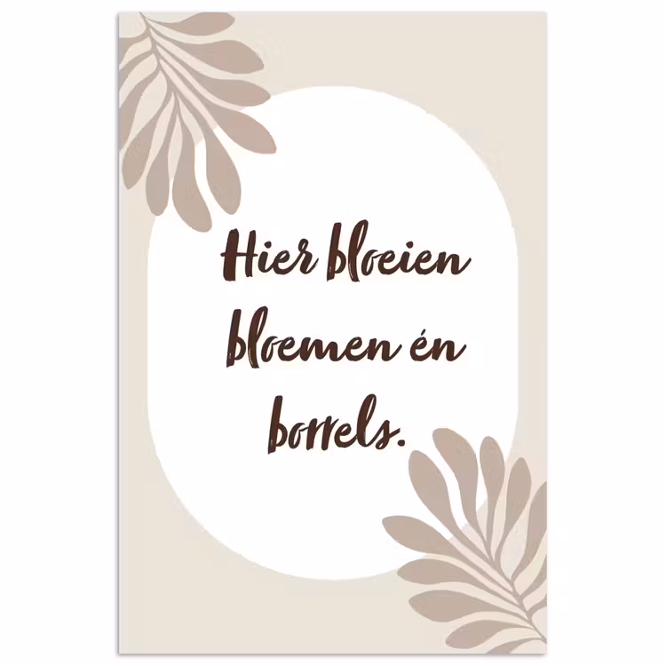 Bloemen - Quote - Zomer - Beige poster papier klein -3d