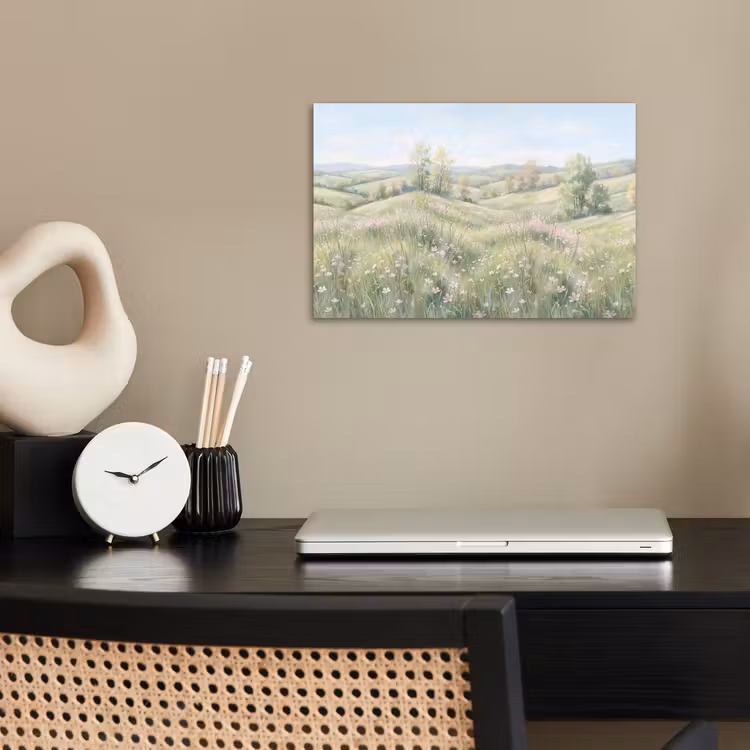 Bloemen veld - Bloemen - Groen poster papier klein -sfeer1