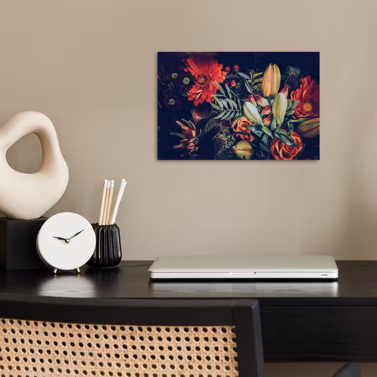 Boeket - Stilleven - Bloemen - Planten - Rood poster papier klein -sfeer1