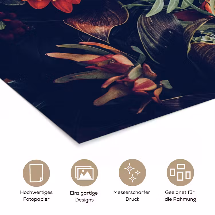 Boeket - Stilleven - Bloemen - Planten - Rood poster papier klein -tcloseup_DE