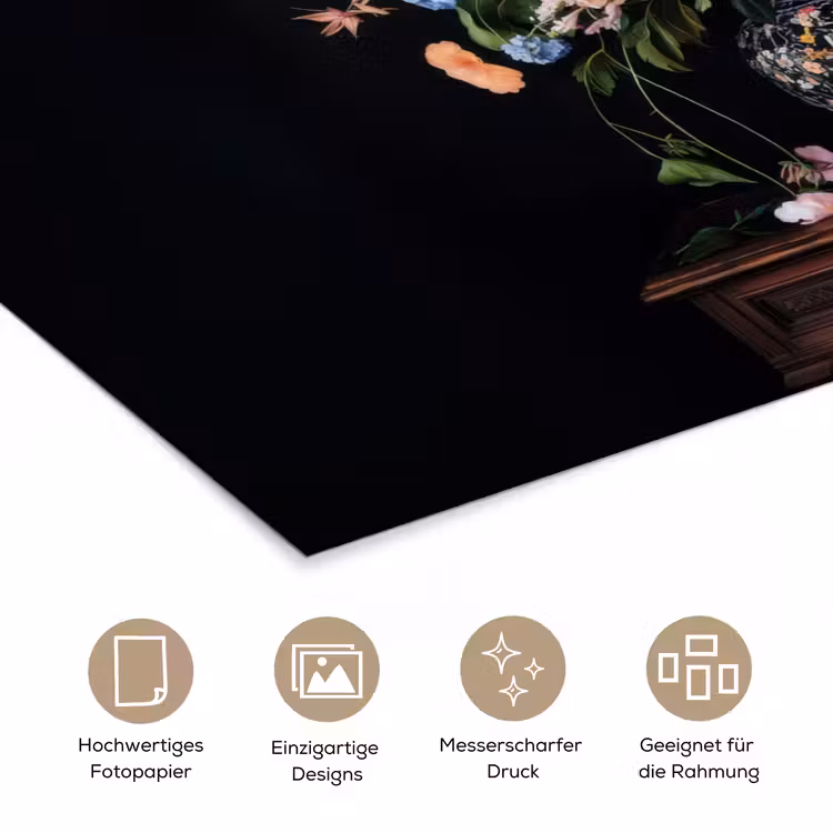 Bloemenvaas - Hout - Bloemen - Boeket poster papier klein -tcloseup_DE