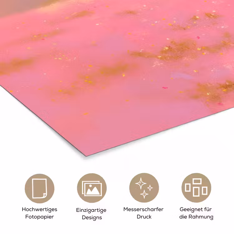 Bloemenweide - Heuvels - Silhouet - Roze poster papier klein -tcloseup_DE