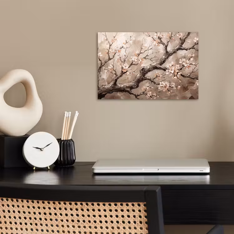 Bloesem - Takken - Schilderij - Beige - Serene poster papier klein -sfeer1
