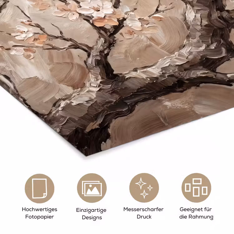 Bloesem - Takken - Schilderij - Beige - Serene poster papier klein -tcloseup_DE