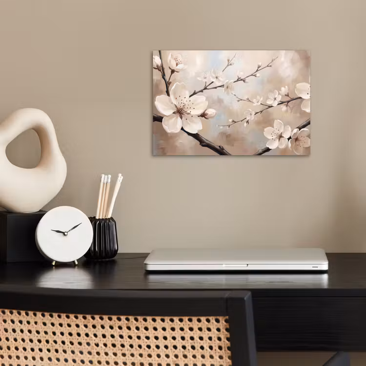 Bloesem - Takken - Schilderij - Beige - Serene poster papier klein -sfeer1