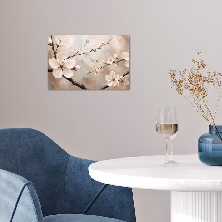 Bloesem - Takken - Schilderij - Beige - Serene poster papier klein -sfeer3