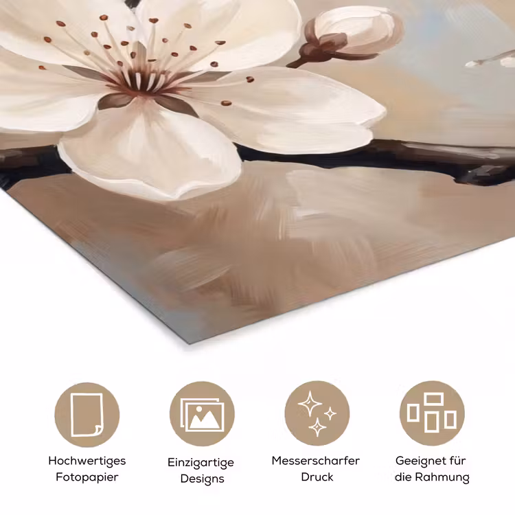 Bloesem - Takken - Schilderij - Beige - Serene poster papier klein -tcloseup_DE