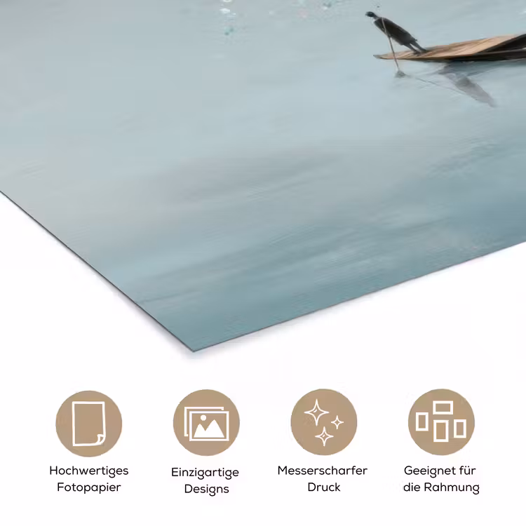 Bloesems - Minimalistisch - Wateroppervlak - Boot poster papier klein -tcloseup_DE
