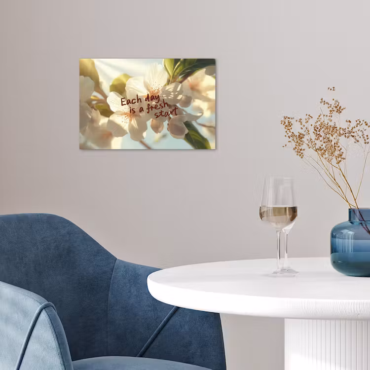 Bloesems - Zonlicht - Quote - Wit poster papier klein -sfeer3