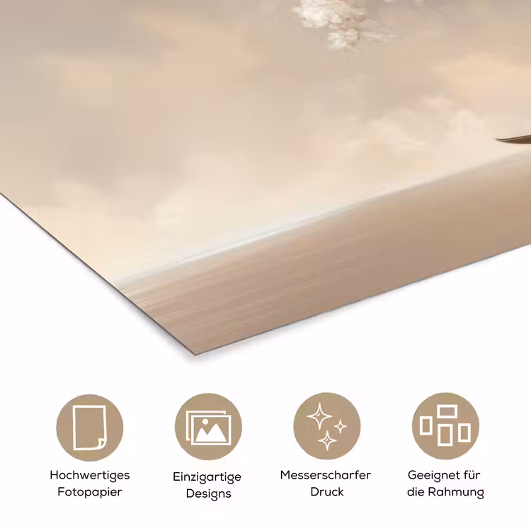 Bloesems - Wit - Boot - Minimalistisch poster papier klein -tcloseup_DE