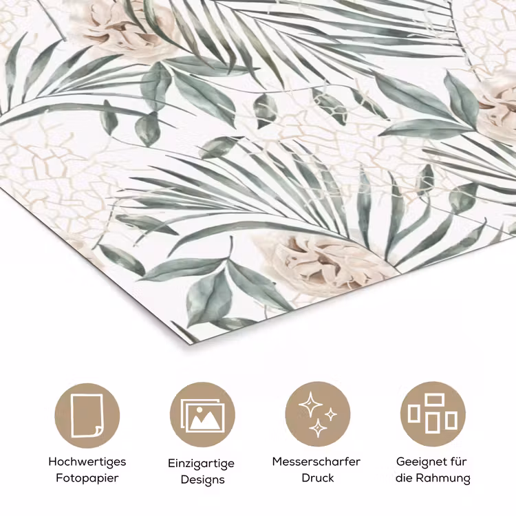 Bohemian - Bladeren - Bloemen - Tropisch poster papier klein -tcloseup_DE