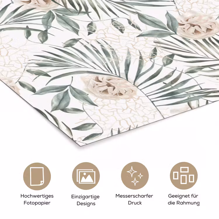Bohemian - Bloemen - Bladeren - Jungle - Tropical poster papier klein -tcloseup_DE