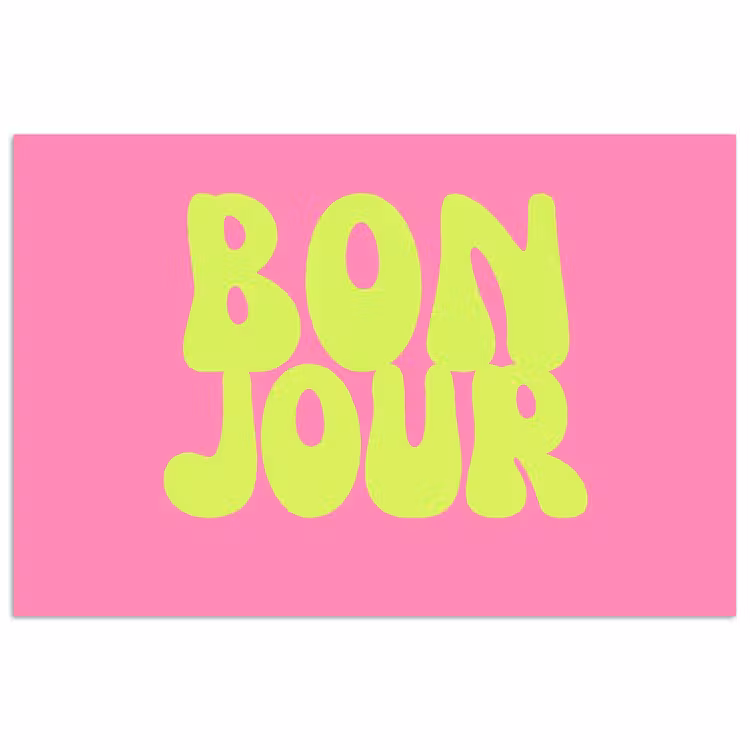 Bonjour - Roze - Fel groen poster papier klein -3d