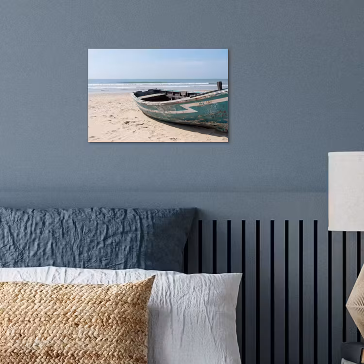 Boot - Zandstrand - Zee poster papier klein -sfeer2