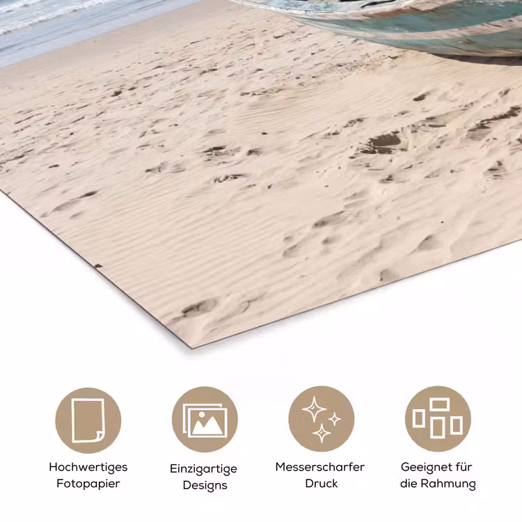 Boot - Zandstrand - Zee poster papier klein -tcloseup_DE