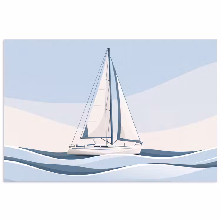 Boot - Zeil - Zee - Modern - Beige poster papier klein -3d