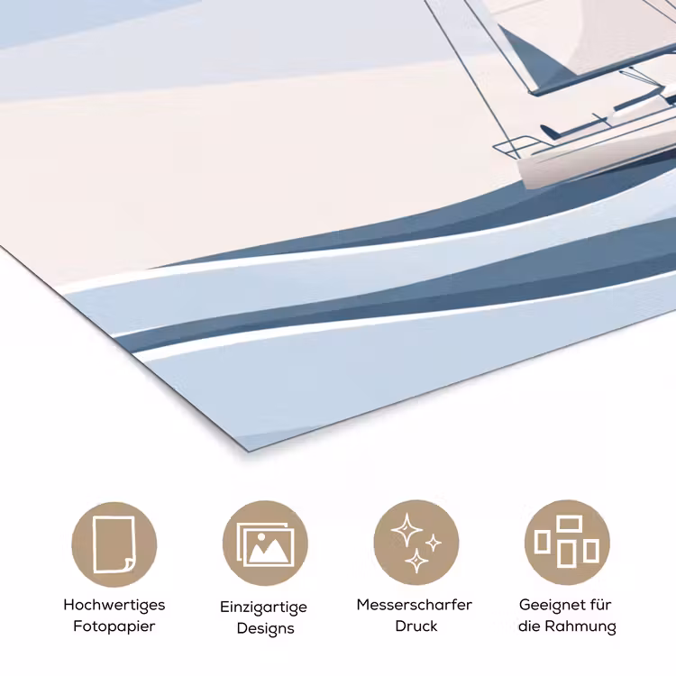 Boot - Zeil - Zee - Modern - Beige poster papier klein -tcloseup_DE