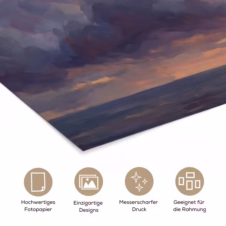 Boot - Zonsondergang - Zee - Natuur - Goud poster papier klein -tcloseup_DE