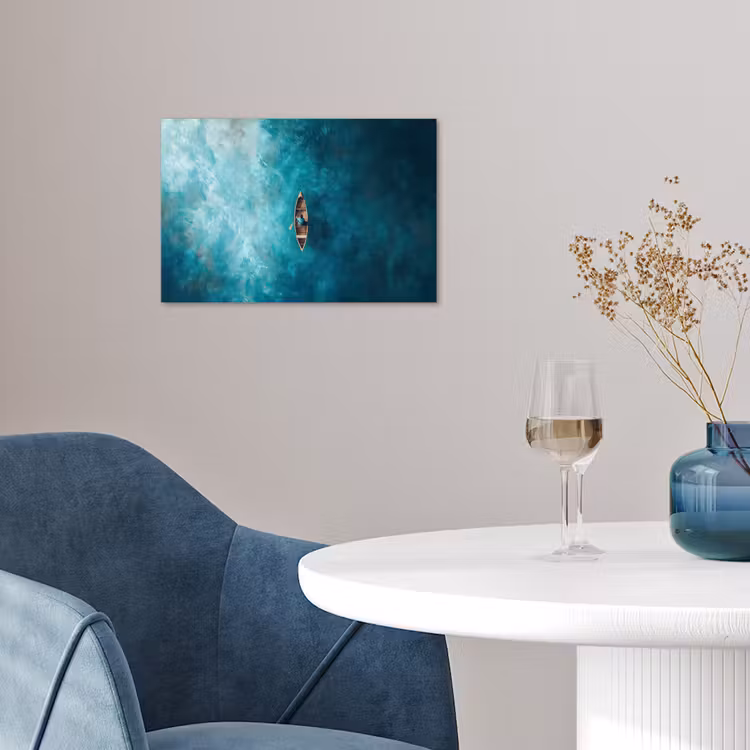 Bootje - Water - Blauw poster papier klein -sfeer3