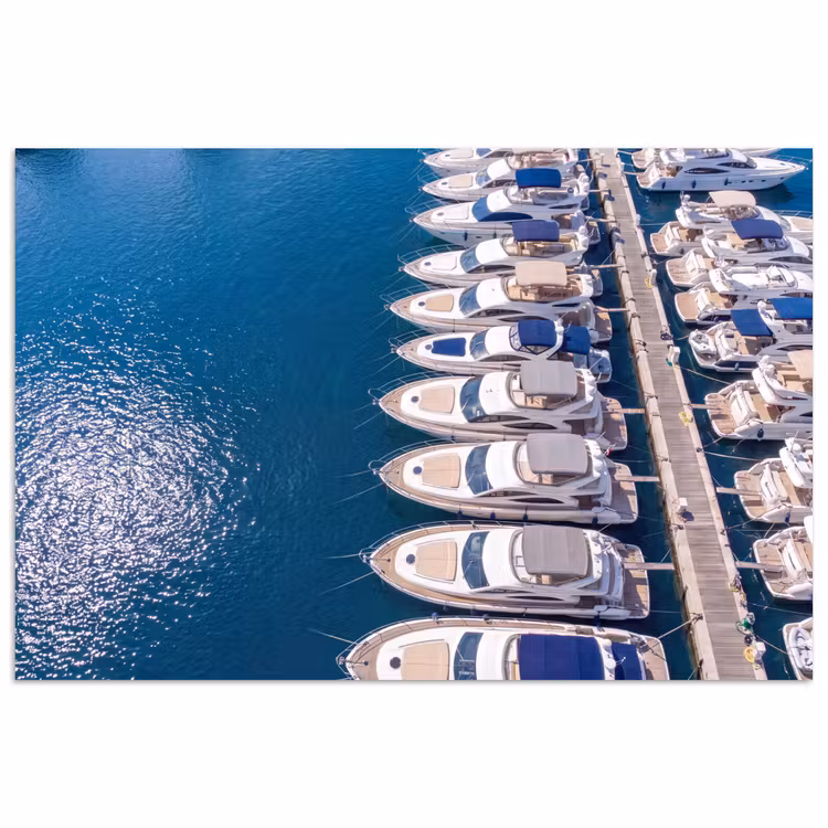 Boot - Jachthaven - Water - Zomer - Blauw poster papier klein -3d