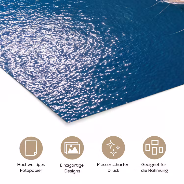 Boot - Jachthaven - Water - Zomer - Blauw poster papier klein -tcloseup_DE