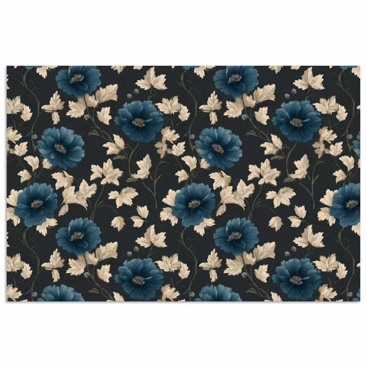 Botanisch - Bloemen - Blauw poster papier klein 62 -3d